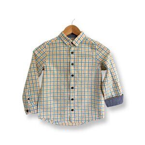 Cat and Jack Boy's Button Down Long Sleeve Shirt .SZ Small (6/7). Blue Check